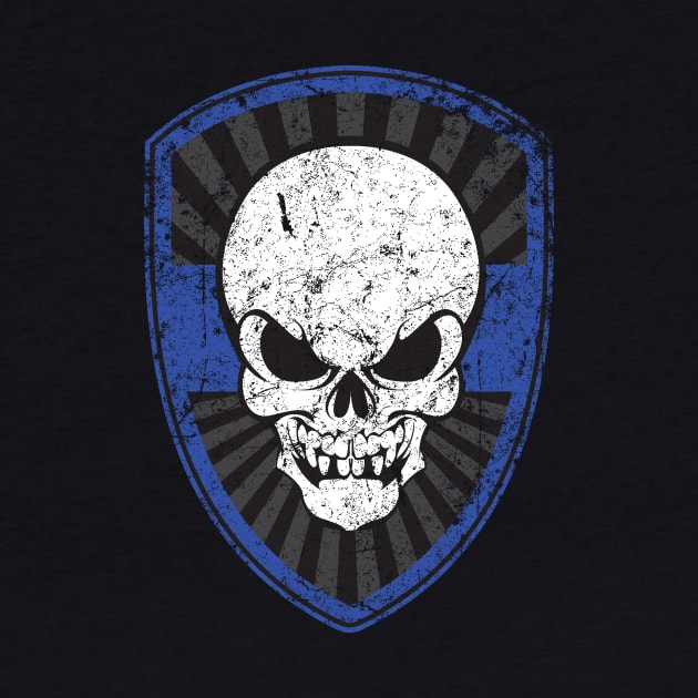 Thin Blue Line Skull by MindsparkCreative